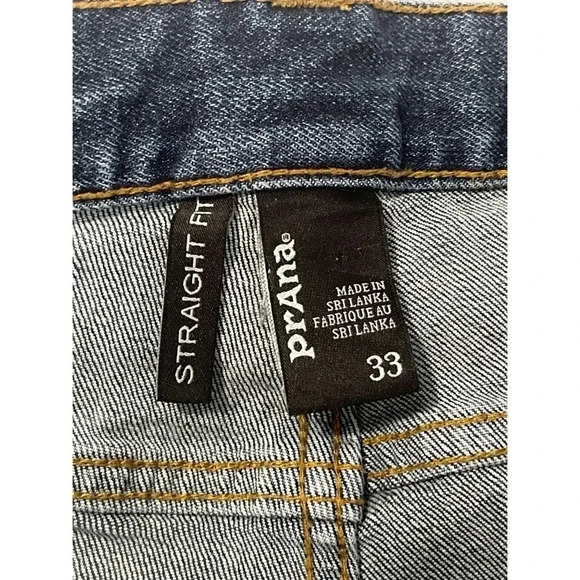 Prana Jeans Men’s Size 33x28 Blue Straight Fit Organic Cotton Stretch 5 Pocket - Picture 10 of 12